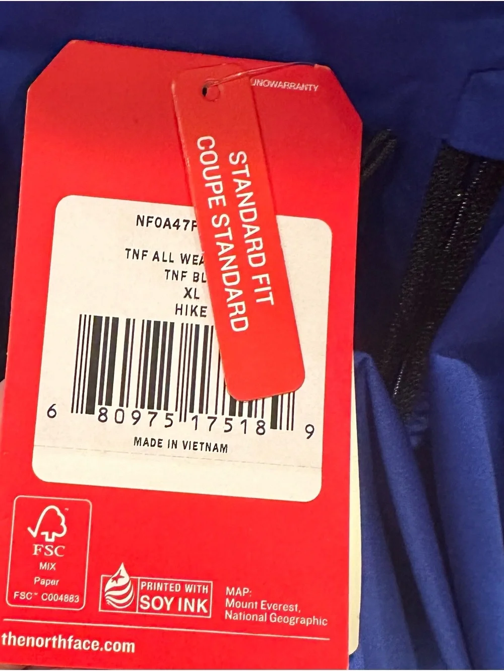 The North Face Royal Blue Hooded Windbreaker Jacket